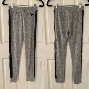 Victoria’s Secret PINK Cozy Sleep Legging Heather Grey With Dark Grey Stripe XS